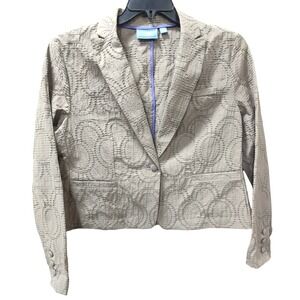 Simply Vera Vera Wang Women's Textured‎ Circle Pattern Taupe Blazer - Large